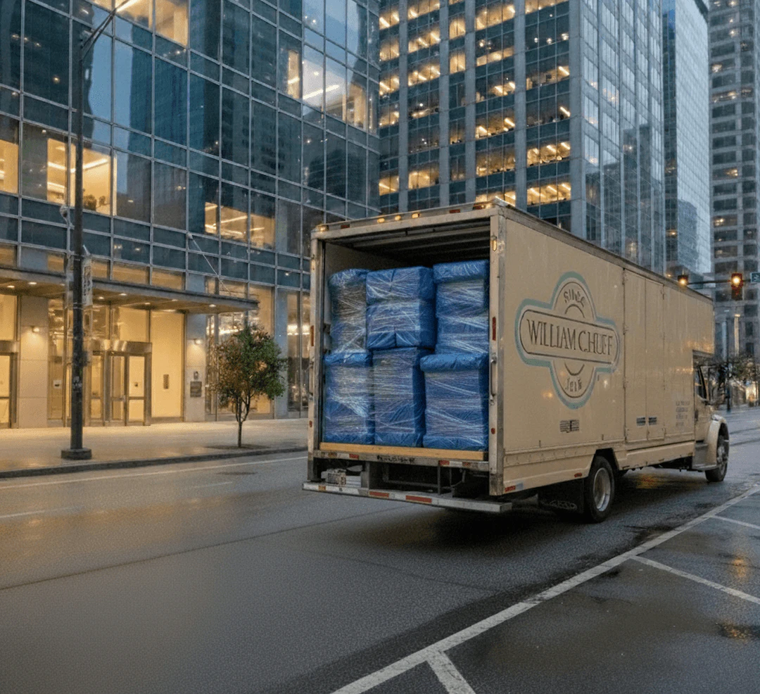 White glove movers carefully handling furnishings for a residential move